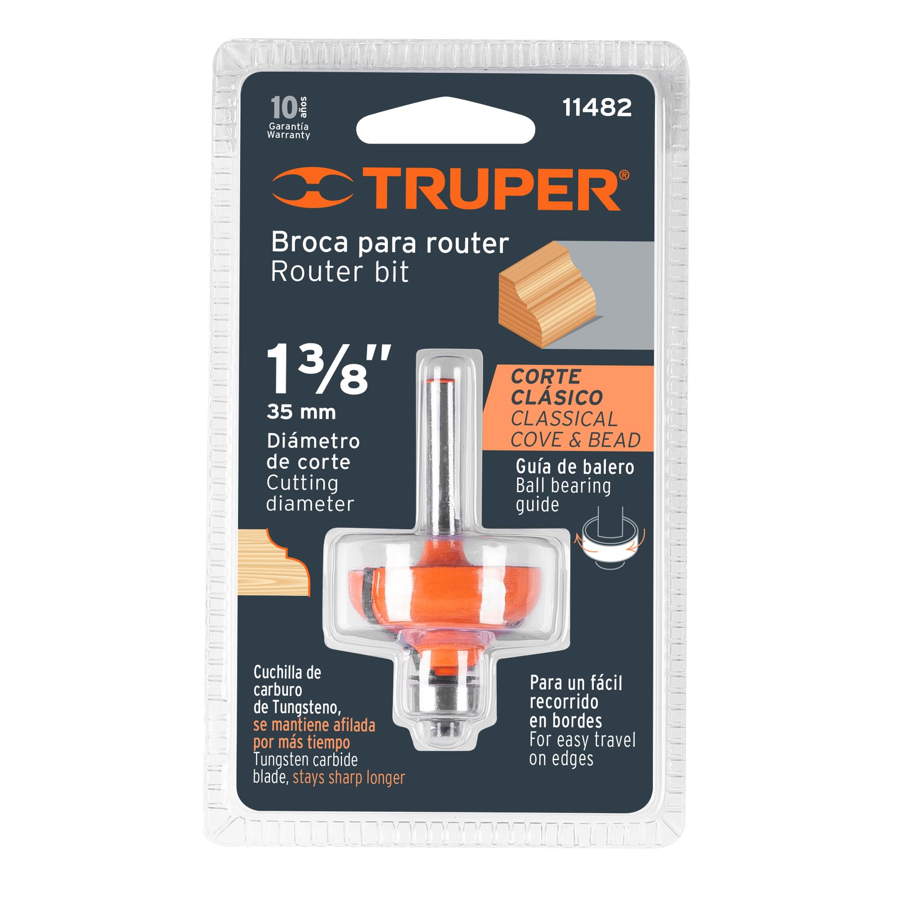 Broca para router, clásica, 1-3/8' con balero - BROU-C1-3/8X / 11482