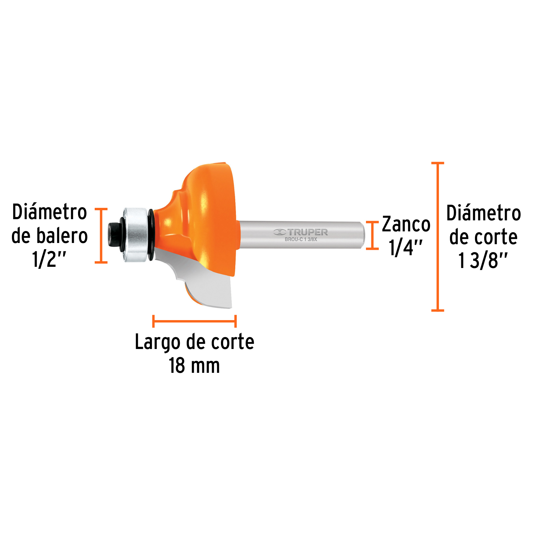 Broca para router, clásica, 1-3/8' con balero - BROU-C1-3/8X / 11482