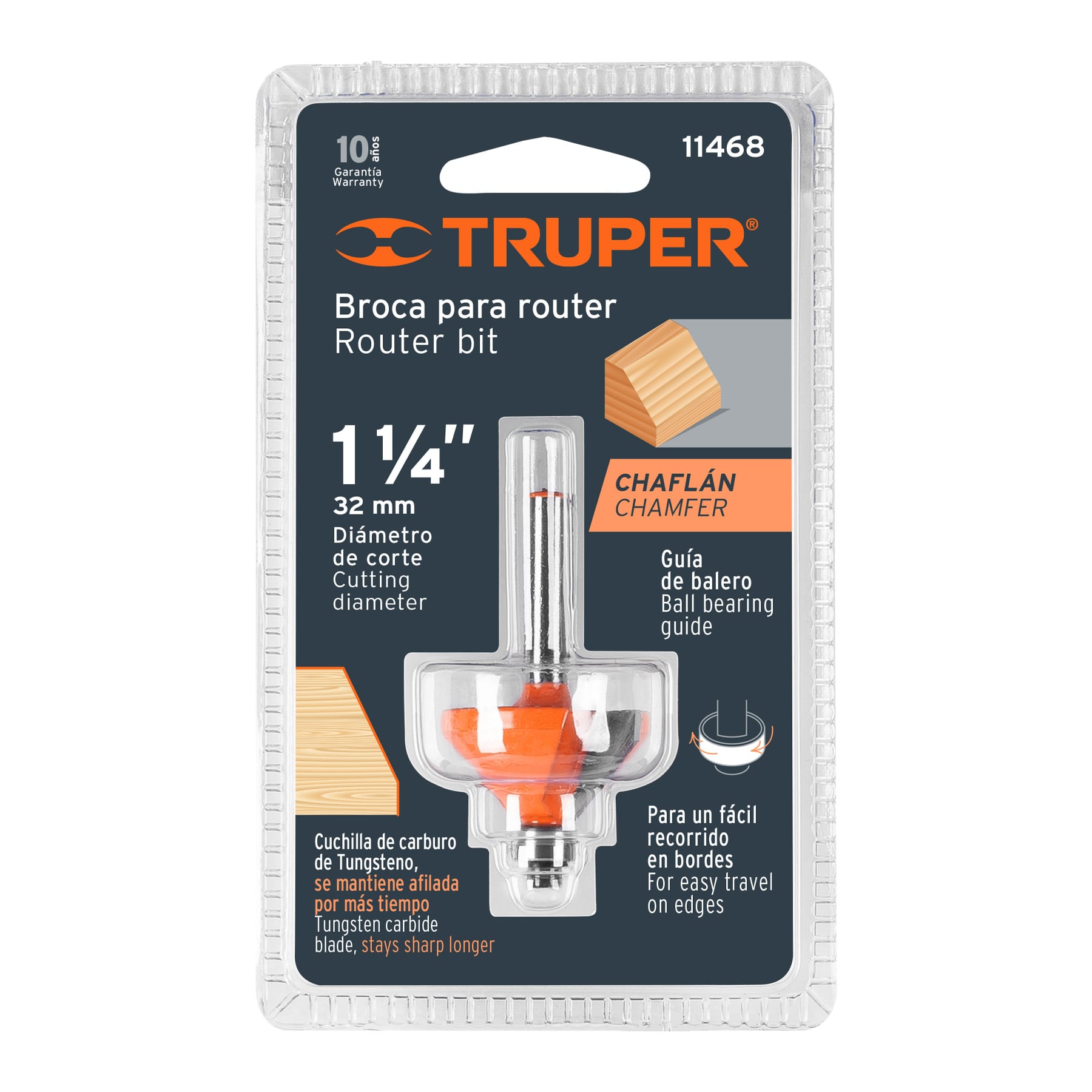 Broca para router, chaflán, 1-1/4' con balero - BROU-CH1-1/4X / 11468
