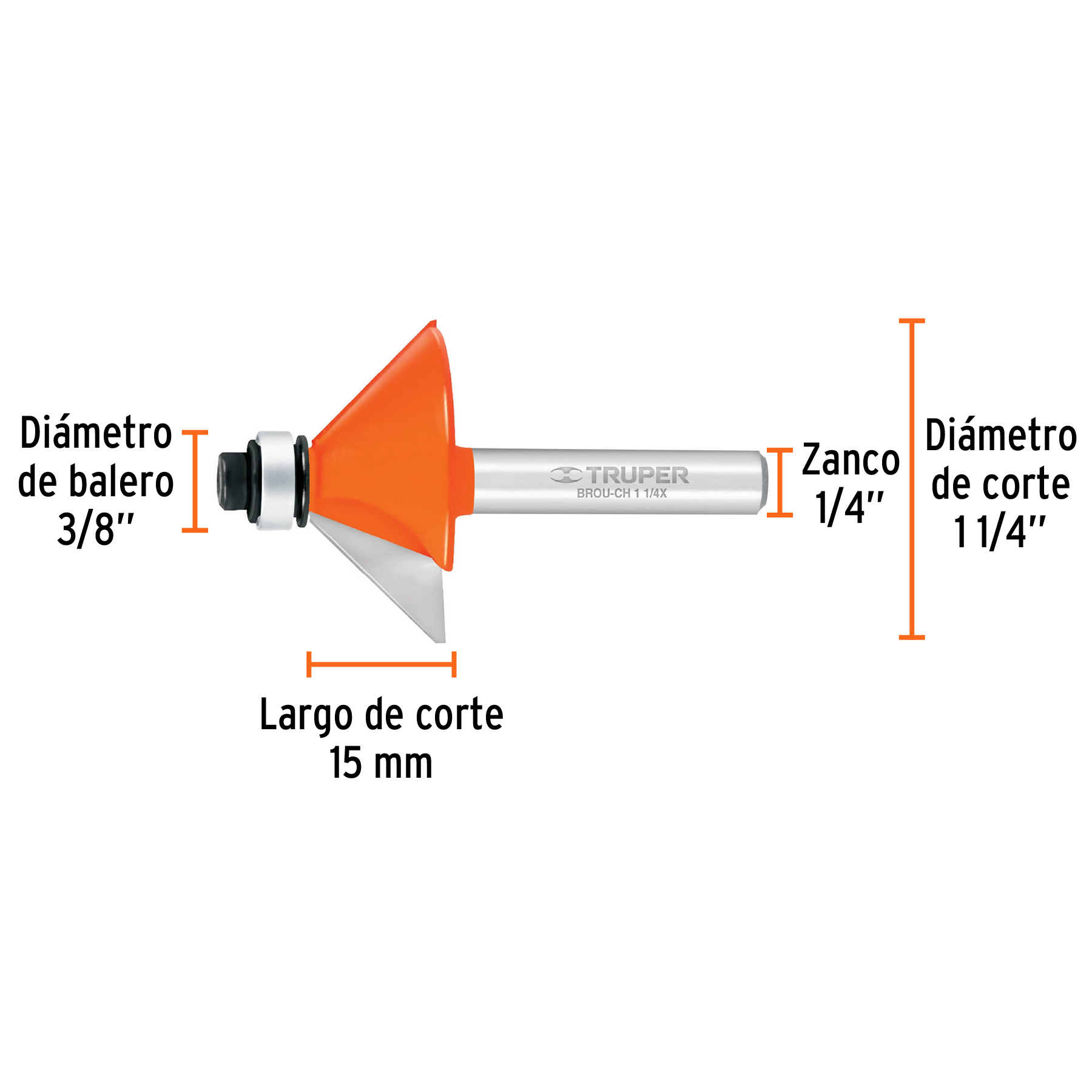 Broca para router, chaflán, 1-1/4' con balero - BROU-CH1-1/4X / 11468
