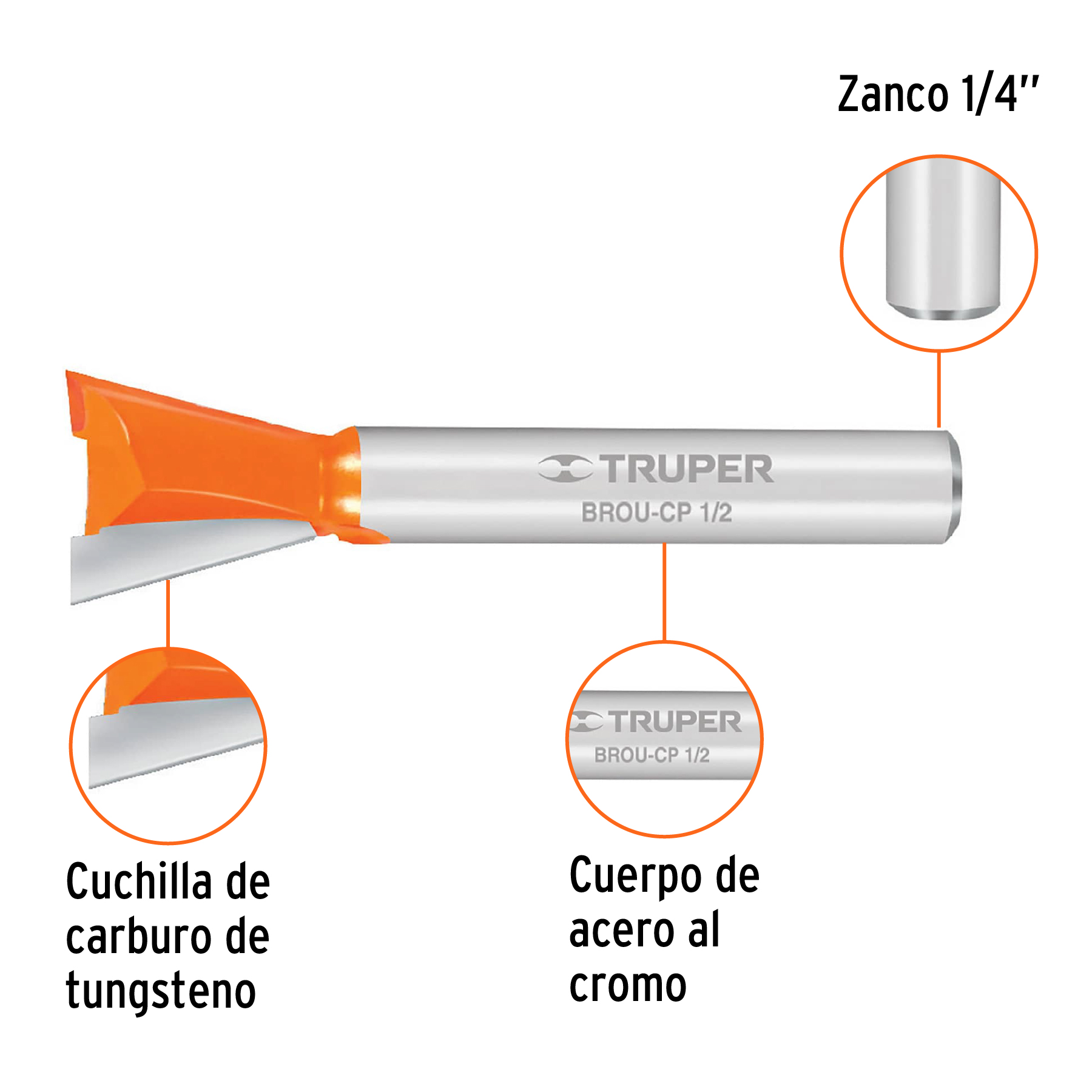 Broca para router, cola de pato, 1/2' - BROU-CP1/2 / 11475