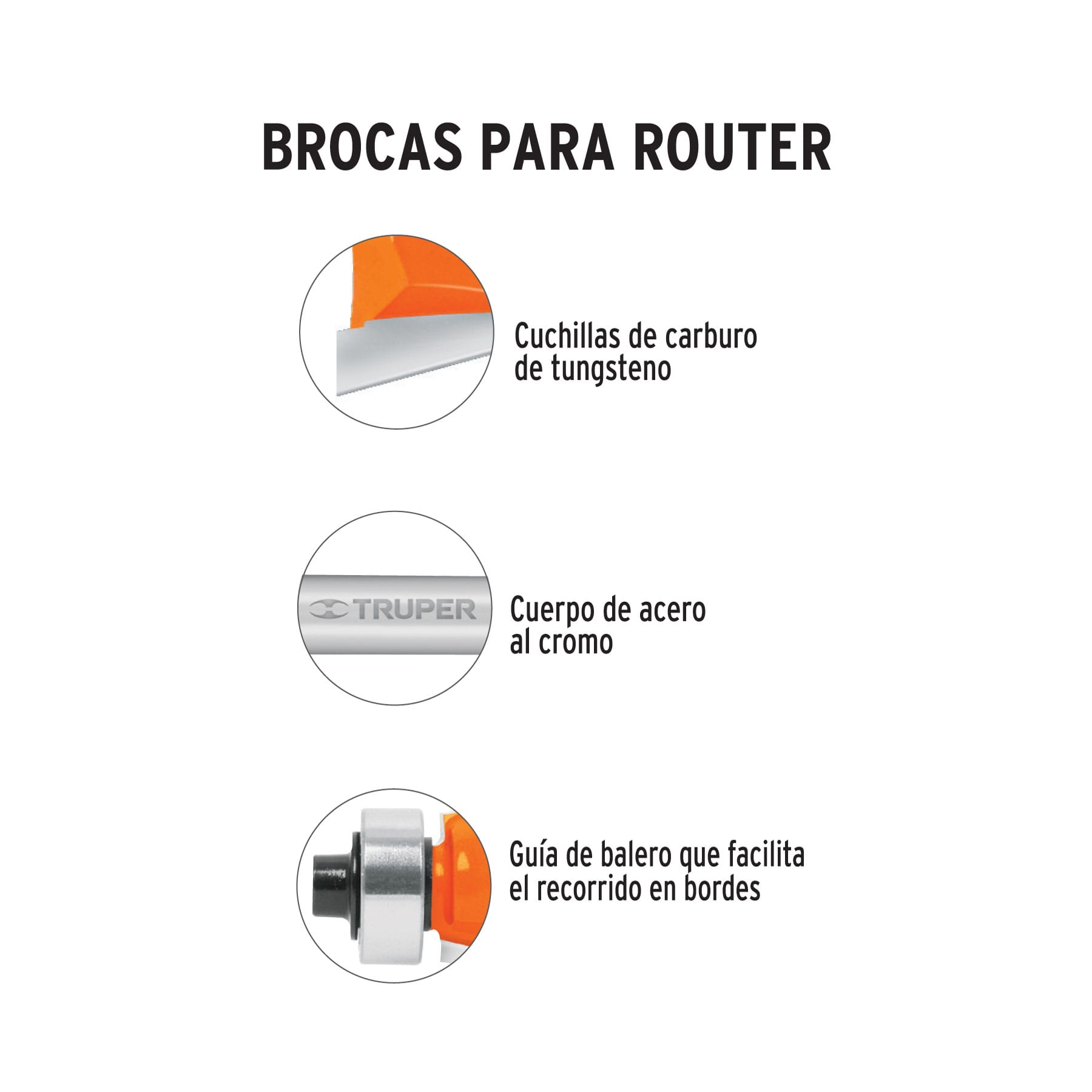 Broca para router, escalonada, 1-1/8', con balero - BROU-E1-1/8X / 10673