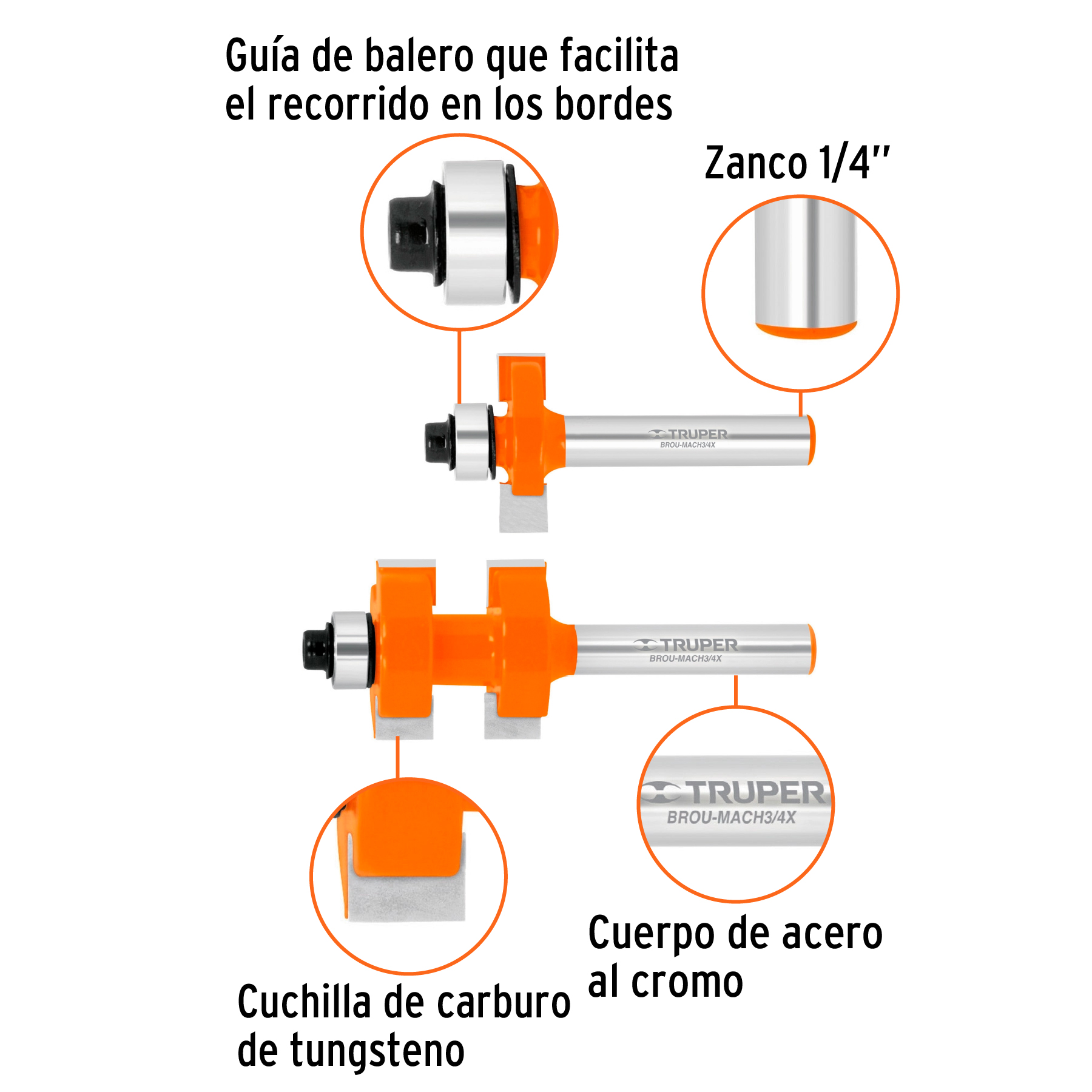 Juego de machimbrador, 3/4', con balero - BROU-MACH3/4X / 10671