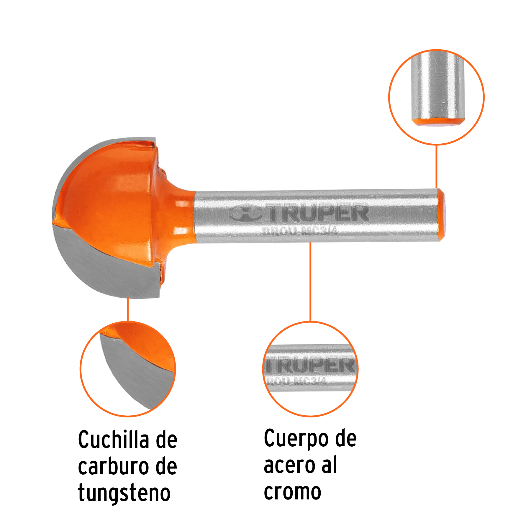Broca para router, media caña, 3/4' - BROU-MC3/4 / 11463