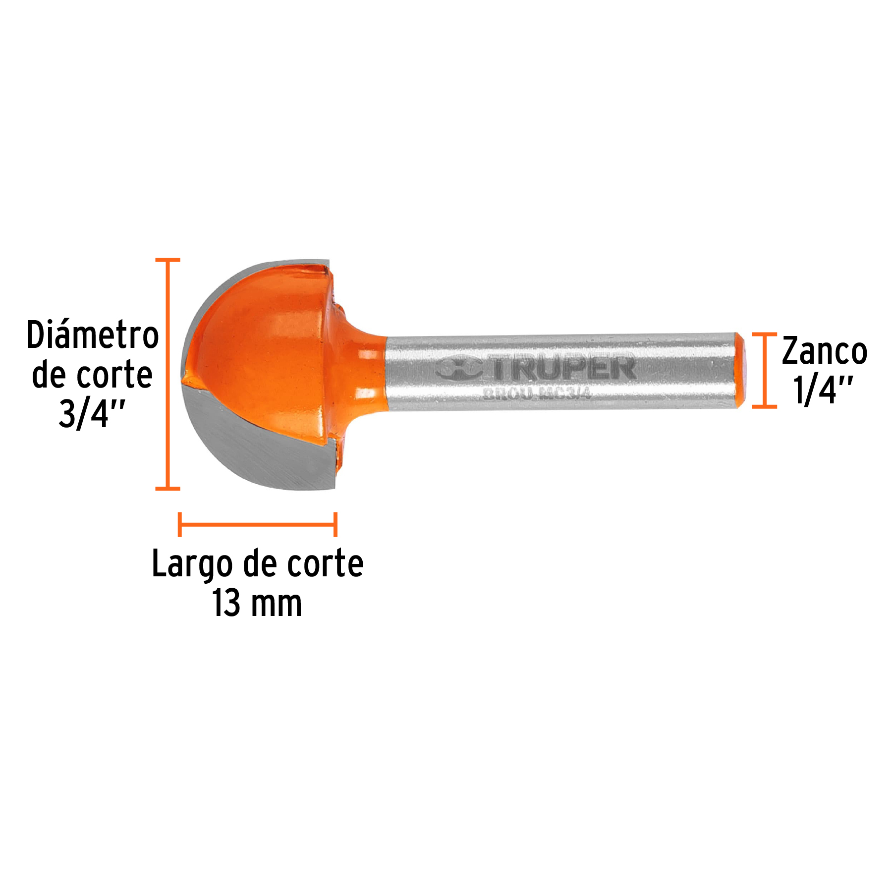Broca para router, media caña, 3/4' - BROU-MC3/4 / 11463