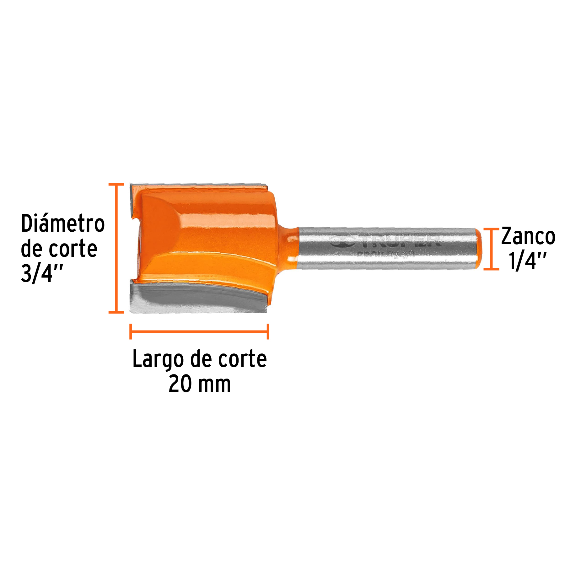 Broca para router, recta 2 filos, 3/4' - BROU-R2-3/4 / 11459