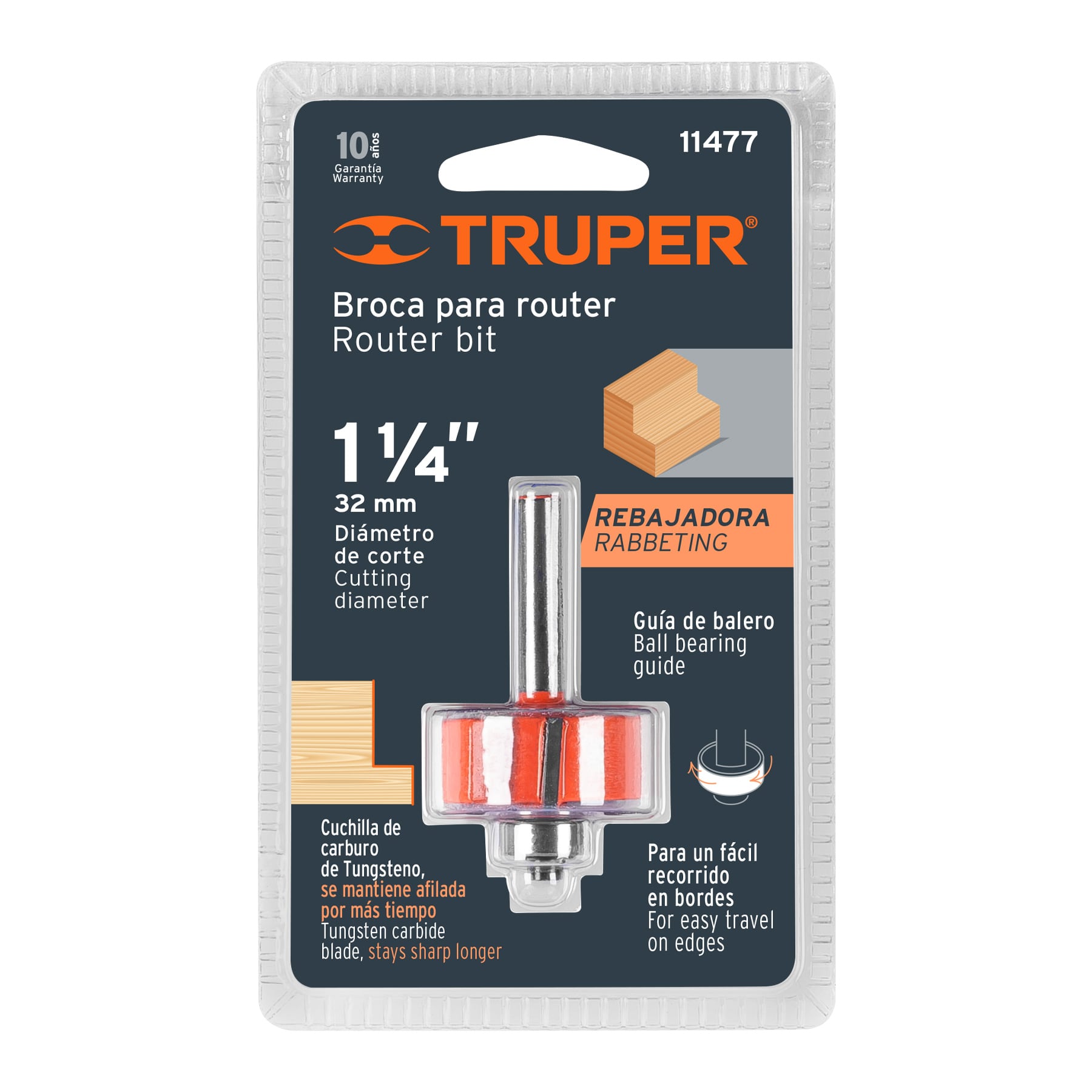 Broca para router, rebajado, 1-1/4' con balero - BROU-RB1-1/4X / 11477