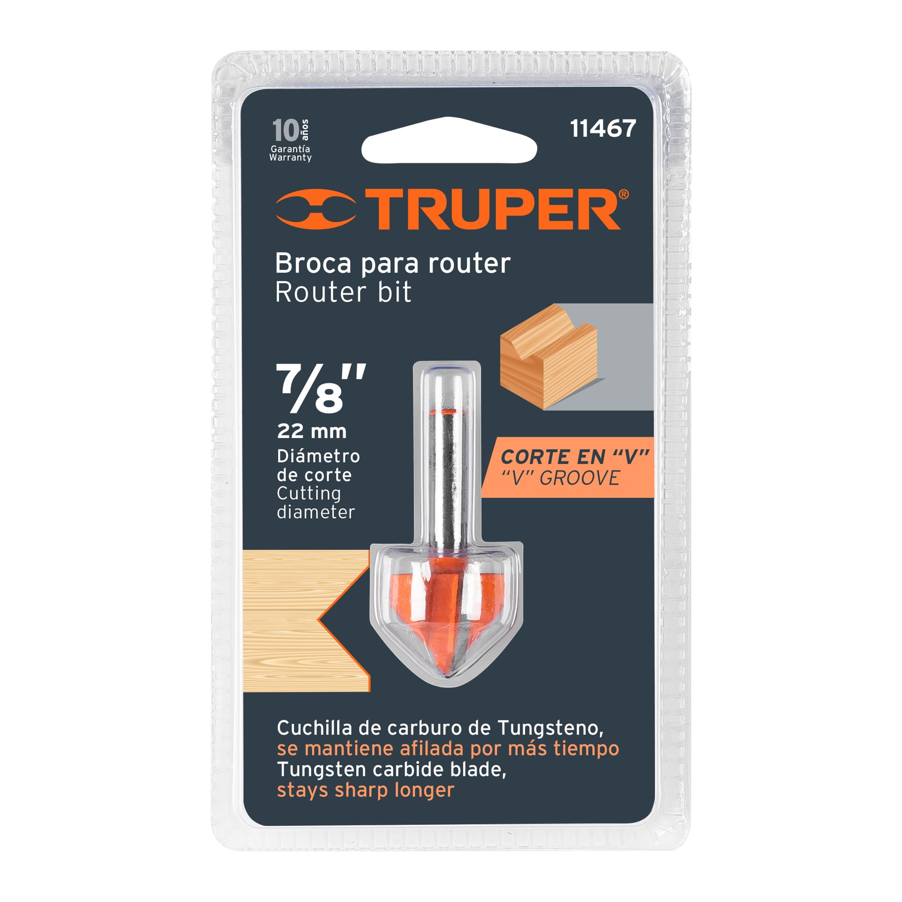 Broca para router, corte en 'V', 7/8' - BROU-V7/8 / 11467