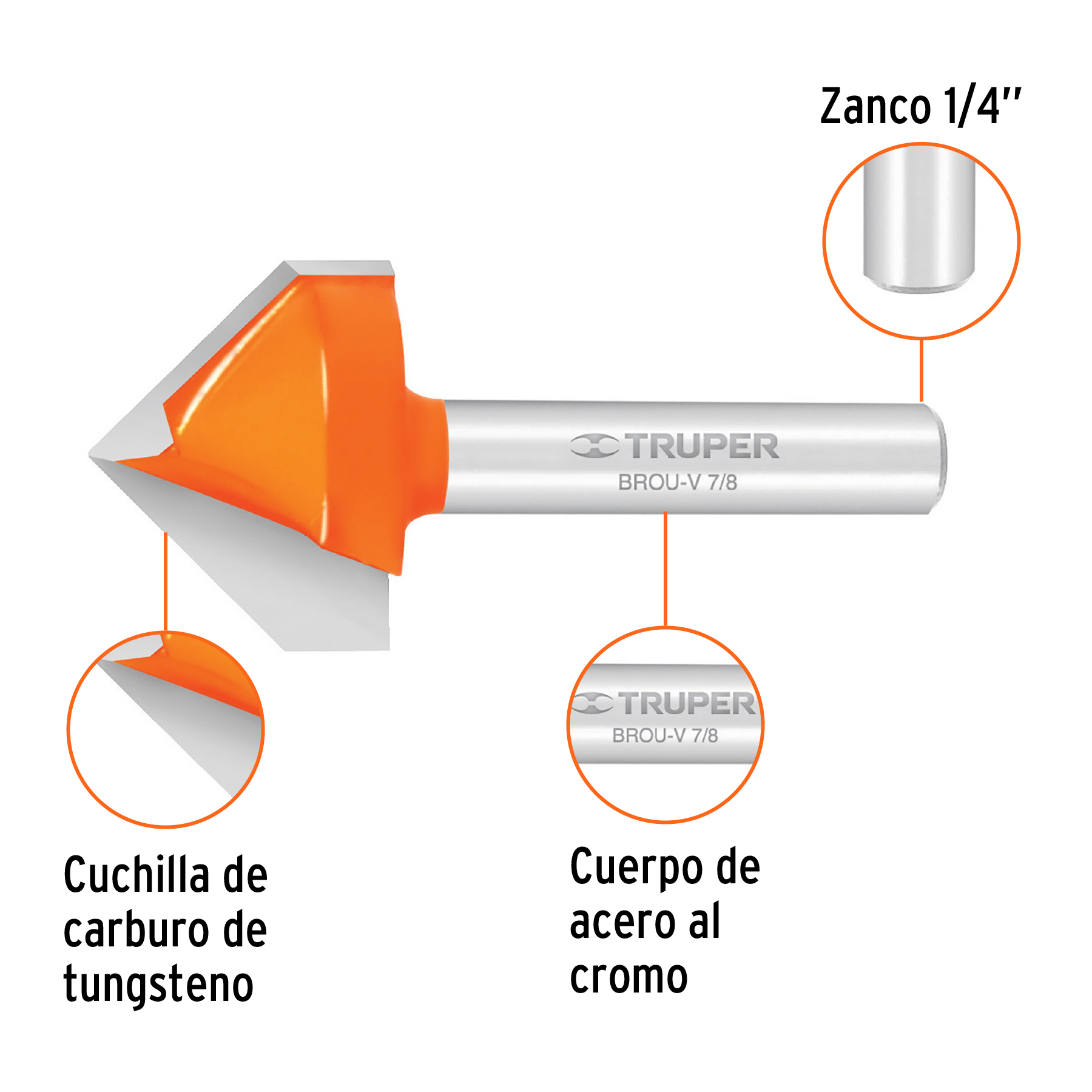Broca para router, corte en 'V', 7/8' - BROU-V7/8 / 11467