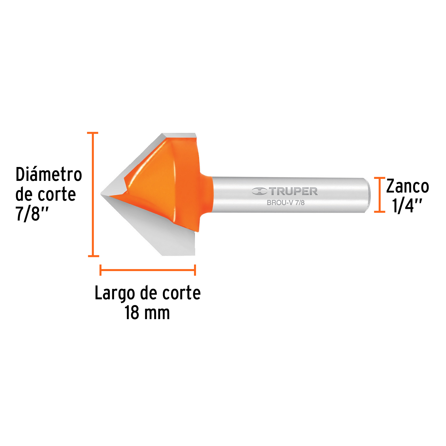 Broca para router, corte en 'V', 7/8' - BROU-V7/8 / 11467