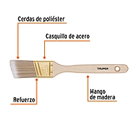 Brocha cerdas sintéticas, mango madera,corte angular, 1-1/2' - BRT-1-1/2AS / 13338