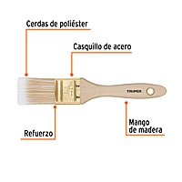 Brocha cerdas sintéticas,mango de madera, corte recto, 1-1/2 - BRT-1-1/2S / 13343