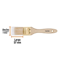Brocha cerdas sintéticas,mango de madera, corte recto, 1-1/2 - BRT-1-1/2S / 13343