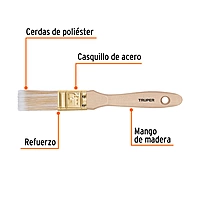 Brocha cerdas sintéticas,mango de madera, corte recto, 1' - BRT-1S / 13342