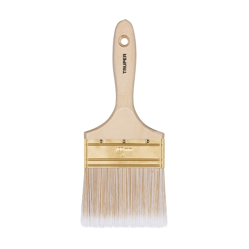 Brocha cerdas sintéticas,mango de madera, corte recto, 4' - BRT-4S / 13347