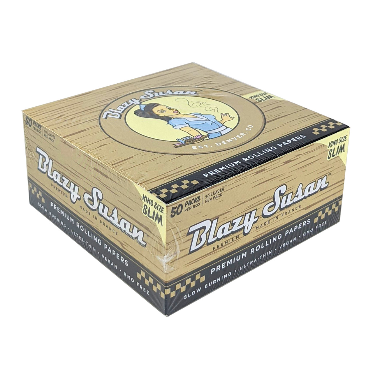 Blazy Susan® - Unbleached King Size Slim Rolling Papers (50ct) - Display of 50 Blazy Susan® - Unbleached King Size Slim Rolling Papers (50ct) - Display of 50