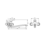 WELL MOUNTED BATHTUB/WASHBASIN MIXER WITH SHOWER CONNECTION-TIGA