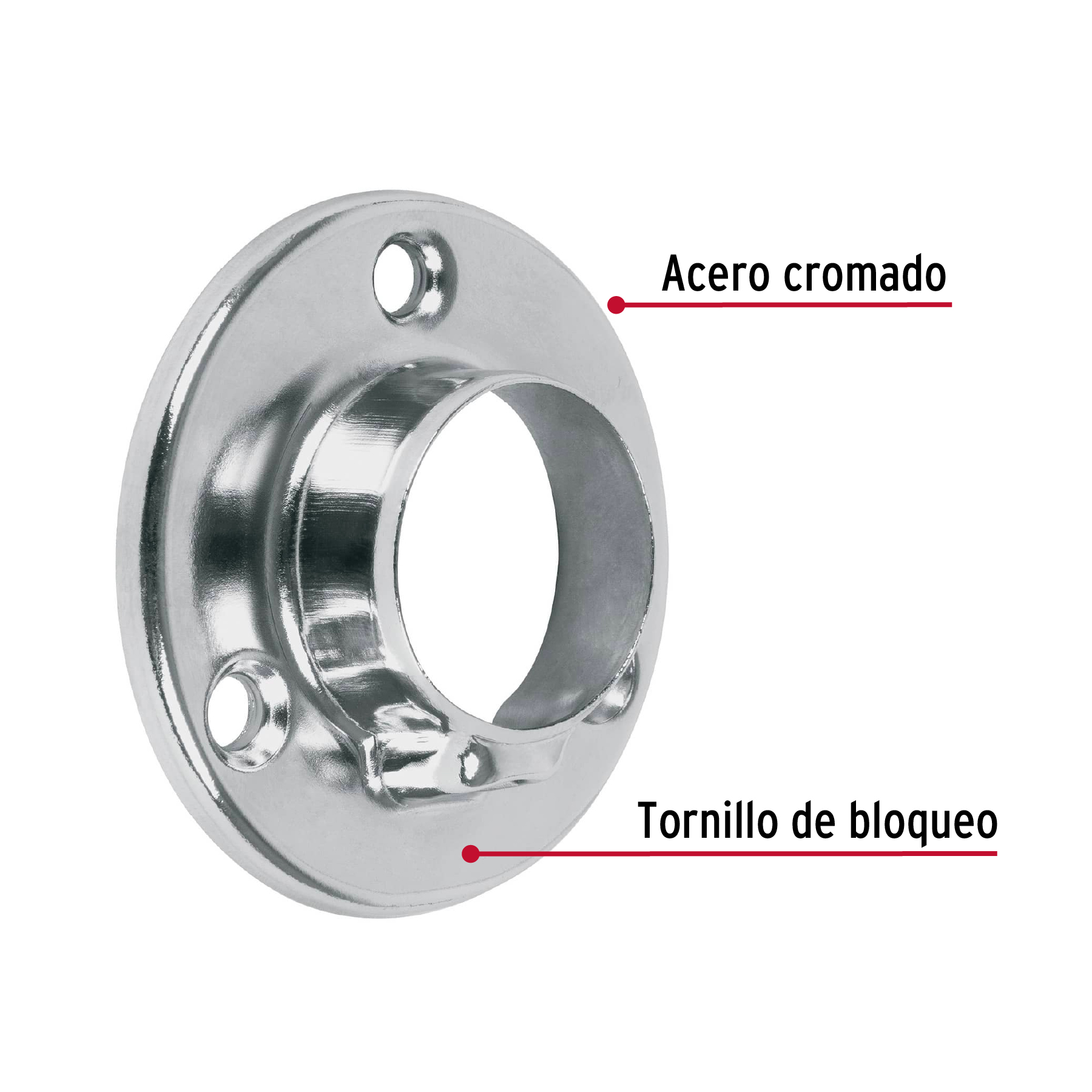 Brida cromada para tubo redondo de clóset, HERMEX-BTR-3 / 48975