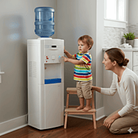 White Blue Star water dispenser with bottom cabinet for office and home hydration needs.