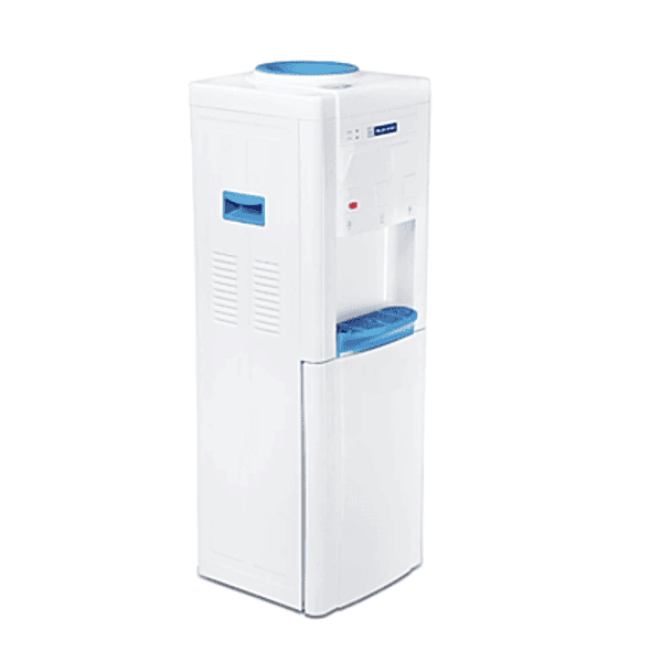 Blue Star BWD3FMCGA water dispenser with bottom storage cabinet and three tap controls.