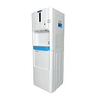 Three-tap Blue Star water dispenser in white and blue.
