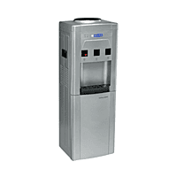 Blue Star water dispenser featuring three push-button faucets for hot, cold, and ambient water.