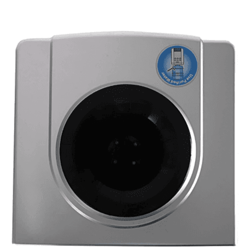 Modern grey Blue Star water dispenser BWD3FMRGA standing against a white kitchen wall.