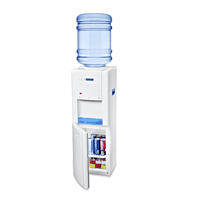 Front view of a sleek Blue Star floor-mounted water dispenser with a built-in cooling cabinet.