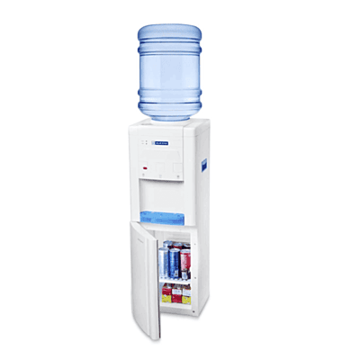 Front view of Blue Star BWD3FMRGA water dispenser with integrated cooling cabinet.