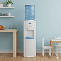 Compact Blue Star BWD3FMRGA water dispenser with cooling cabinet for home and office use.