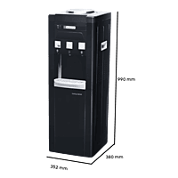 Modern office water cooler in premium black finish with Blue Star branding and LED indicators. Modern office water cooler in premium black finish with Blue Star branding and LED indicators.