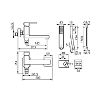 WALL MOUNTED BATH MIXER WITH A SWITCH IN THE SPROUT-ZICCO
