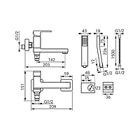 WALL MOUNTED BATH MIXER WITH A SWITCH IN THE SPROUT-ZICCO B