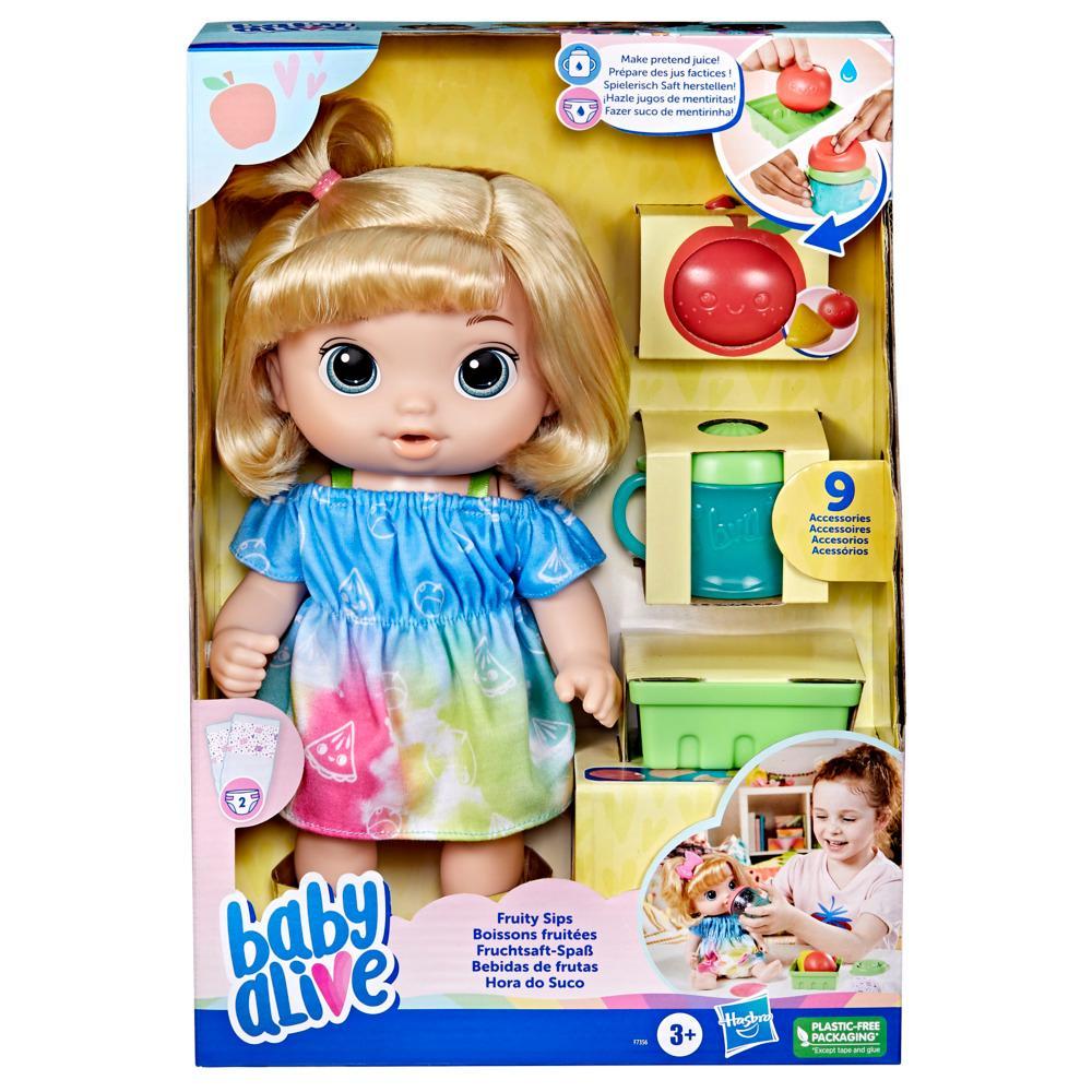 Baby Alive Fruity Sips Doll, Apple, Pretend Juicer Baby Doll Set