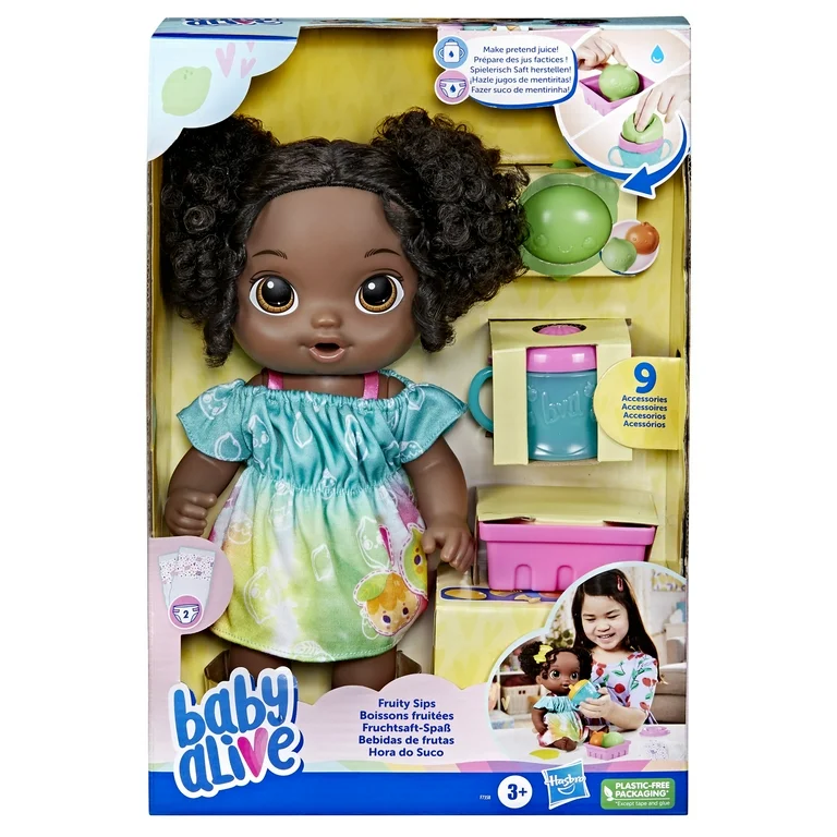 Baby Alive Fruity Sips Doll, Lime, Pretend Juicer Baby Doll Set
