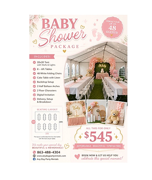 Baby Shower Basic Package 48 guest