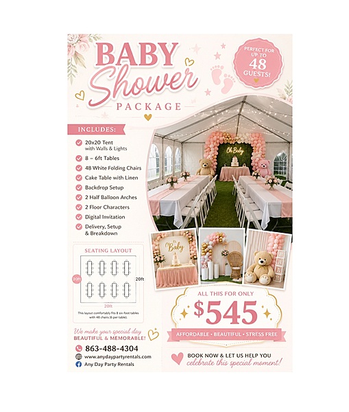 Baby Shower Basic Package 48 guest