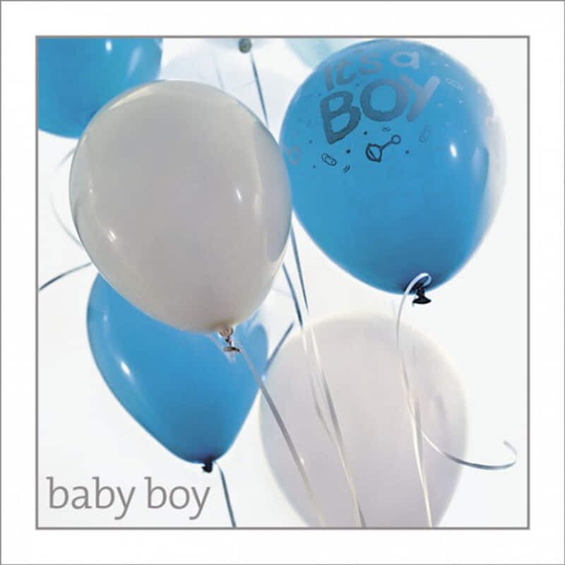 Baby Boy Balloons Card 16cm
