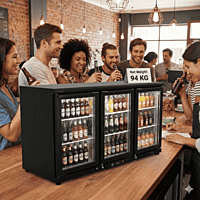 Staff member opening the Back Bar RBW-135 using the full height handle.