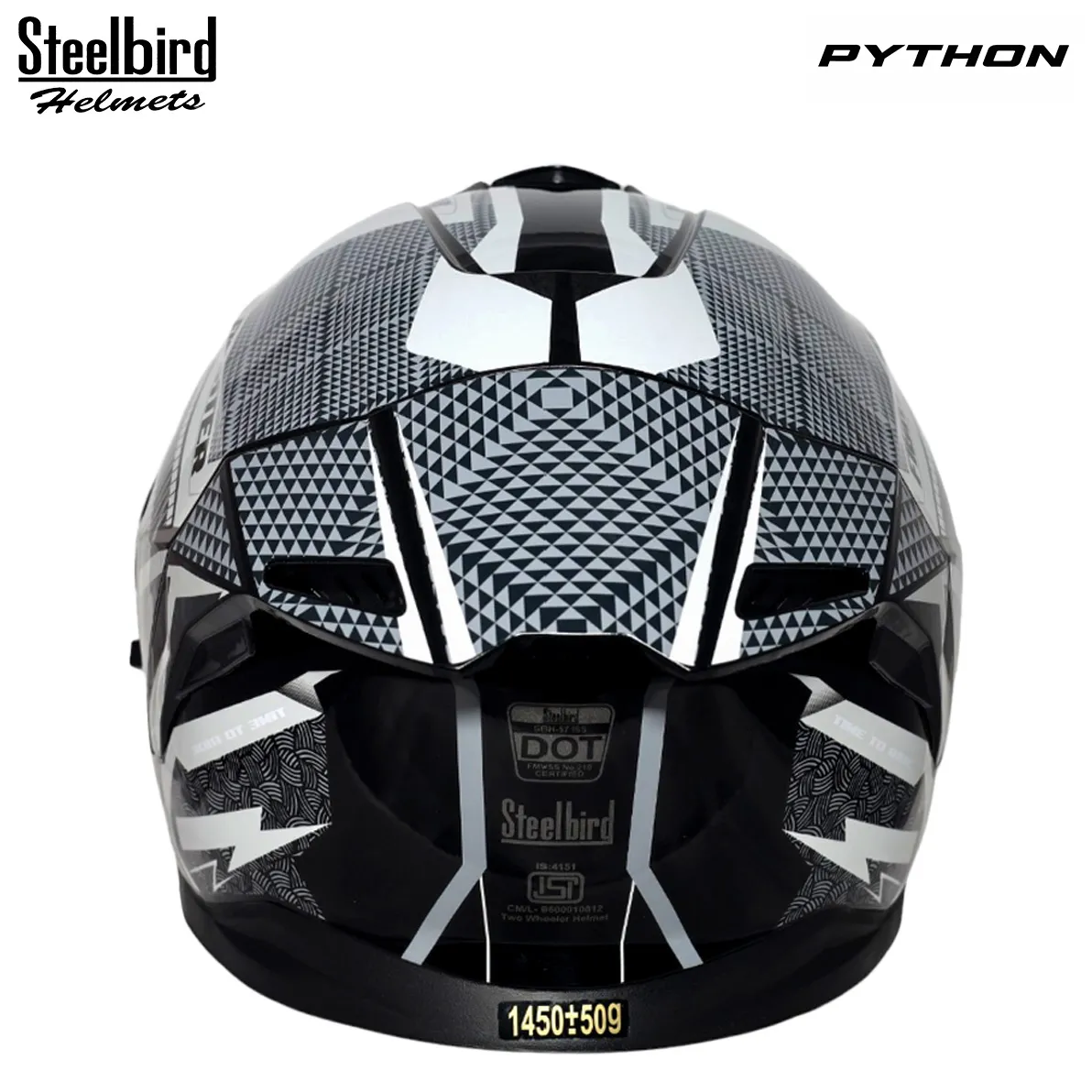 STEELBIRD SBH-57 ISS FIGHTER PYTHON MATT BLACK/GREY C/V 580 MM WITH EXTRA SMOKE VISOR