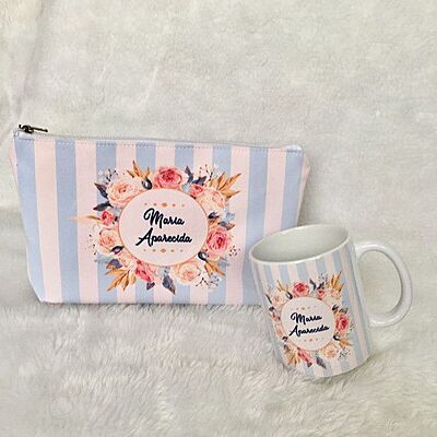 Floral Theme Mug & Zip Pouch Gift Set