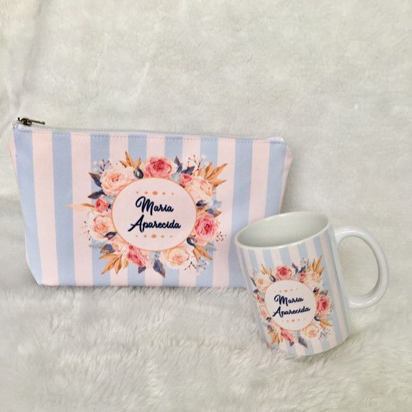 Floral Theme Mug & Zip Pouch Gift Set