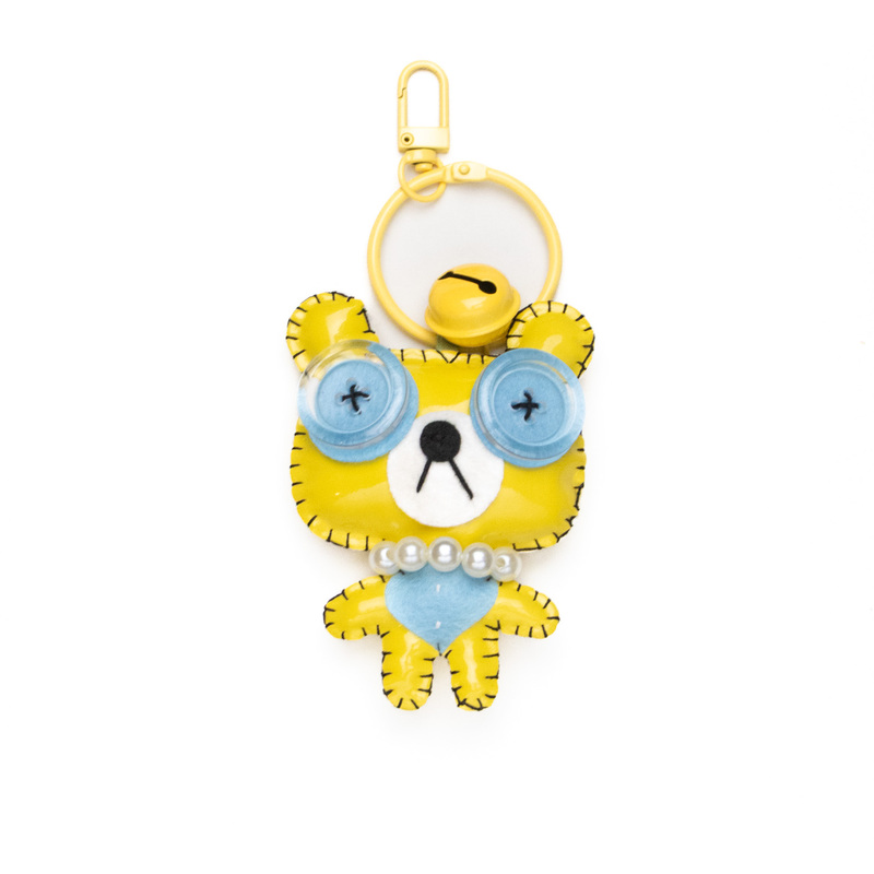 Bag Charm Yellow Googly Eye Bear Pearl