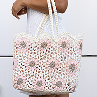 Bag Beach Flower Pink Medium