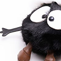 Bag Charm Black White Fluffy