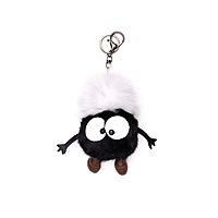 Bag Charm Black White Fluffy
