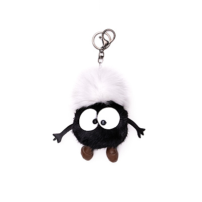Bag Charm Black White Fluffy