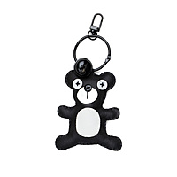 Bag Charm Black White Googly Eye Bear