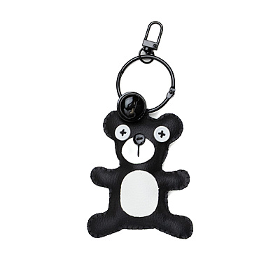 Bag Charm Black White Googly Eye Bear