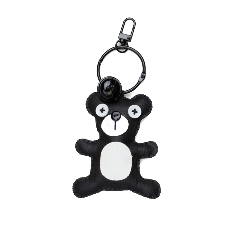 Bag Charm Black White Googly Eye Bear
